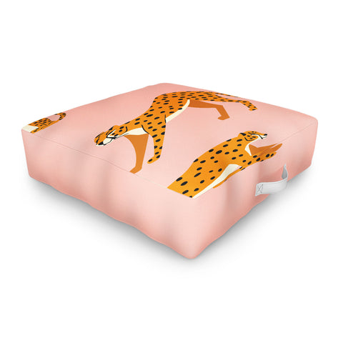 BlueLela Cheetahs pattern on pink Outdoor Floor Cushion