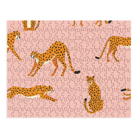 BlueLela Cheetahs pattern on pink Puzzle