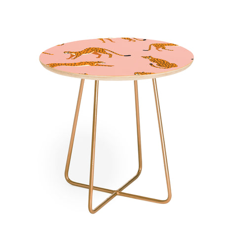 BlueLela Cheetahs pattern on pink Round Side Table