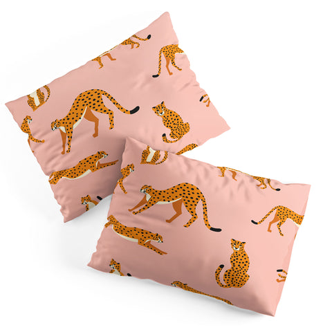 BlueLela Cheetahs pattern on pink Pillow Shams