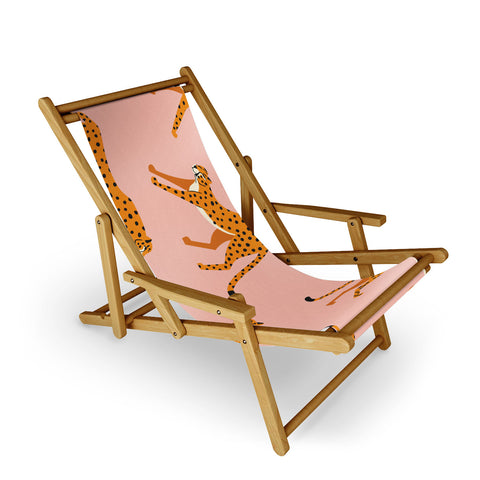 BlueLela Cheetahs pattern on pink Sling Chair