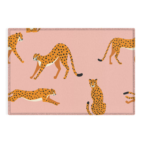 BlueLela Cheetahs pattern on pink Outdoor Rug