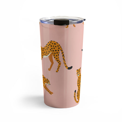 BlueLela Cheetahs pattern on pink Travel Mug