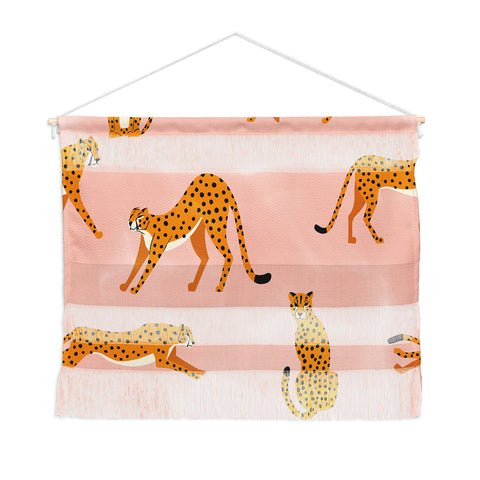 BlueLela Cheetahs pattern on pink Wall Hanging Landscape