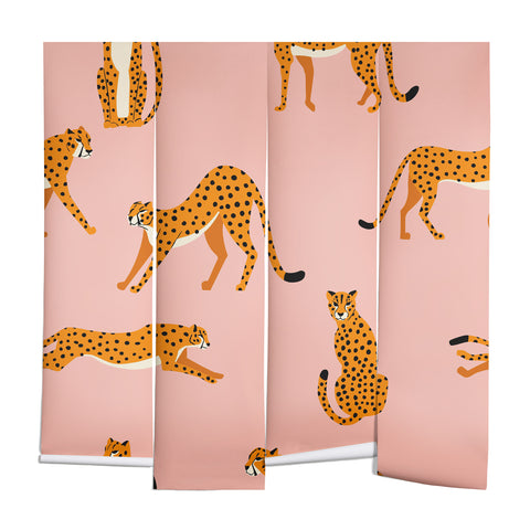 BlueLela Cheetahs pattern on pink Wall Mural