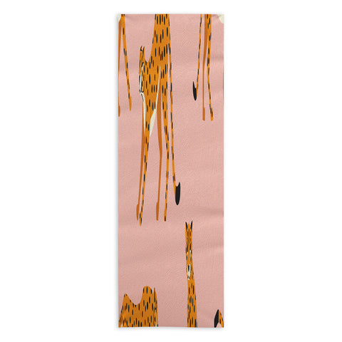 BlueLela Cheetahs pattern on pink Yoga Towel