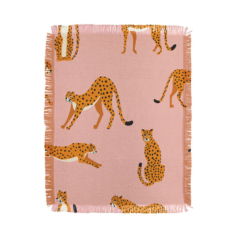 BlueLela Cheetahs pattern on pink Throw Blanket