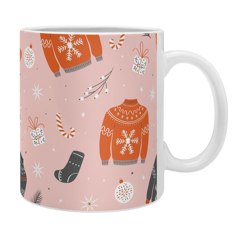 BlueLela Christmas sweater pattern pink Coffee Mug