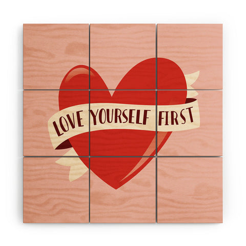 BlueLela Love Yourself First Wood Wall Mural