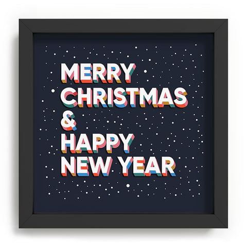 BlueLela Merry Christmas and Happy New Year Recessed Framing Square