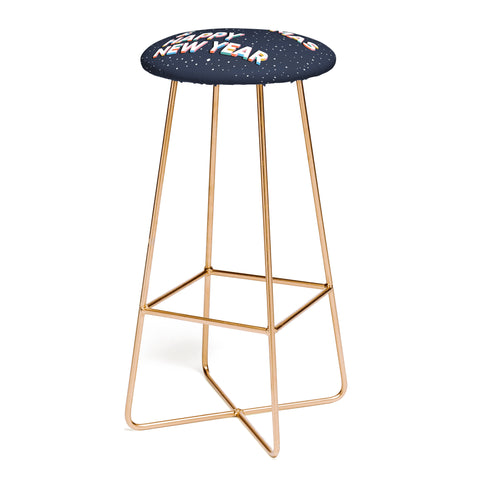 BlueLela Merry Christmas and Happy New Year Bar Stool