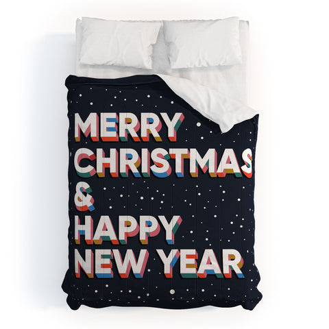 BlueLela Merry Christmas and Happy New Year Comforter