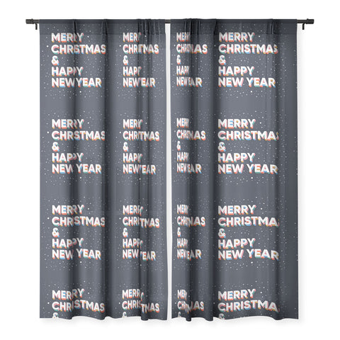 BlueLela Merry Christmas and Happy New Year Sheer Window Curtain