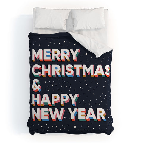 BlueLela Merry Christmas and Happy New Year Duvet Cover