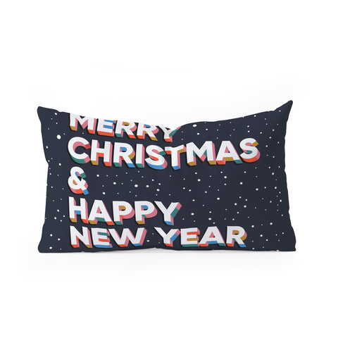 BlueLela Merry Christmas and Happy New Year Oblong Throw Pillow