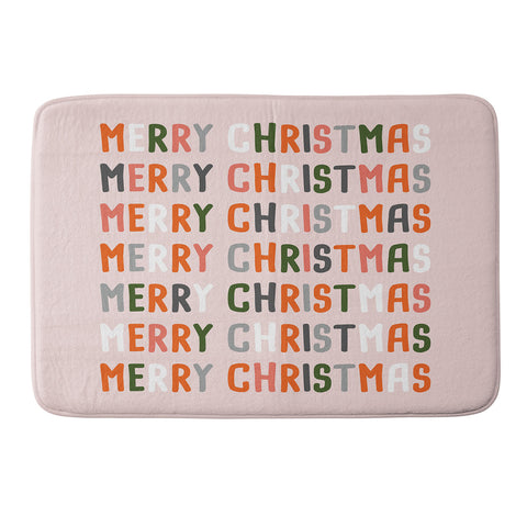 BlueLela Merry Christmas and Happy New Year Pink Memory Foam Bath Mat