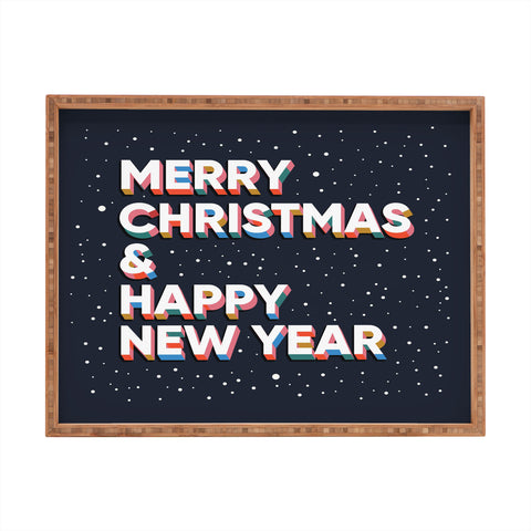 BlueLela Merry Christmas and Happy New Year Rectangular Tray