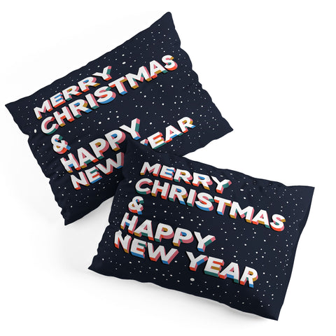 BlueLela Merry Christmas and Happy New Year Pillow Shams