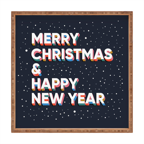 BlueLela Merry Christmas and Happy New Year Square Tray