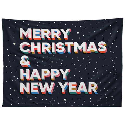BlueLela Merry Christmas and Happy New Year Tapestry
