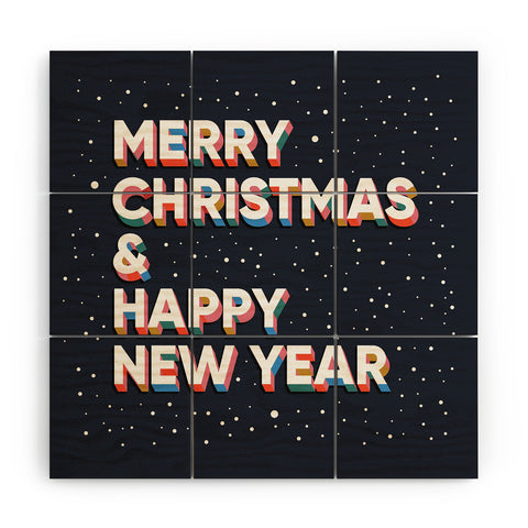 BlueLela Merry Christmas and Happy New Year Wood Wall Mural