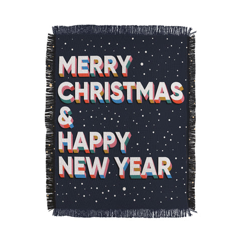 BlueLela Merry Christmas and Happy New Year Throw Blanket