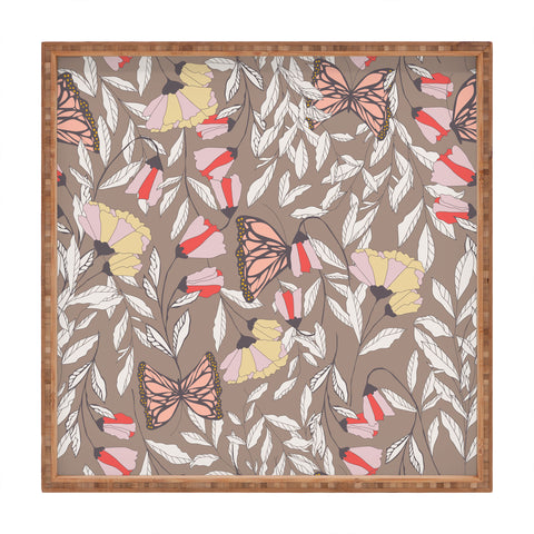 BlueLela Monarch garden 002 Square Tray