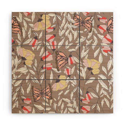 BlueLela Monarch garden 002 Wood Wall Mural