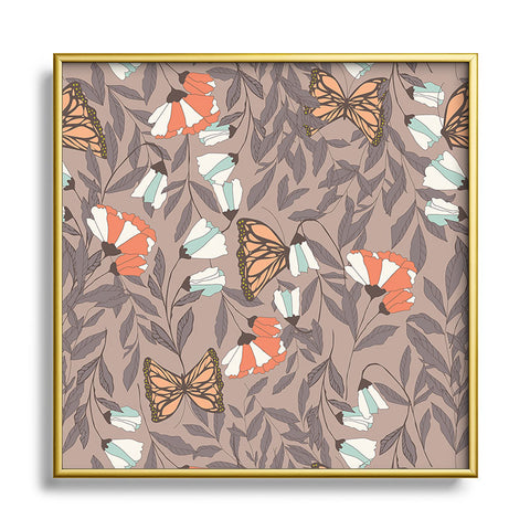 BlueLela Monarch garden 004 Square Metal Framed Art Print