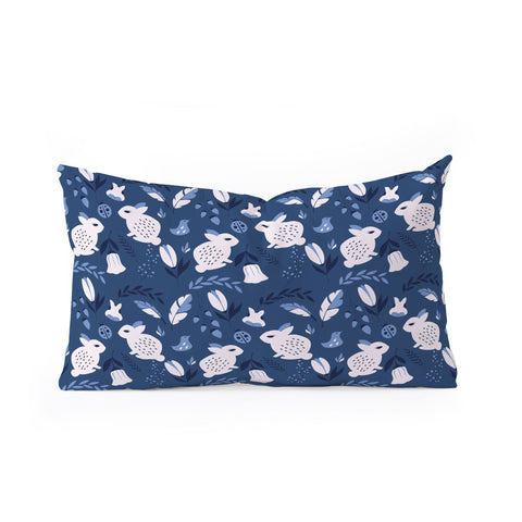 BlueLela Rabbits and Flowers 003 Oblong Throw Pillow