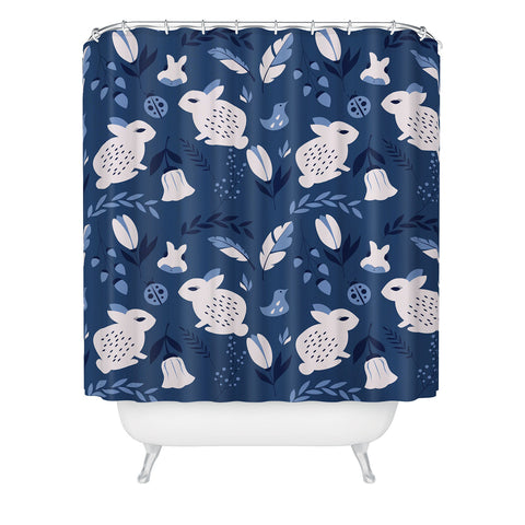 BlueLela Rabbits and Flowers 003 Shower Curtain