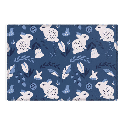 BlueLela Rabbits and Flowers 003 Outdoor Rug