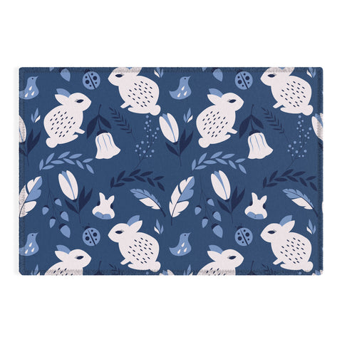 BlueLela Rabbits and Flowers 003 Outdoor Rug