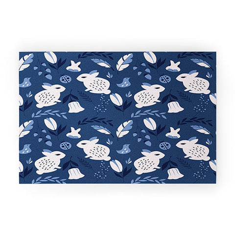 BlueLela Rabbits and Flowers 003 Welcome Mat