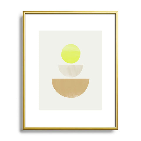 Bohomadic.Studio Balancing Shapes NO1 Neon Metal Framed Art Print