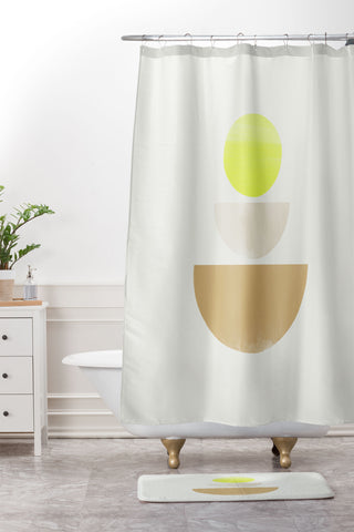 Bohomadic.Studio Balancing Shapes NO1 Neon Shower Curtain And Mat