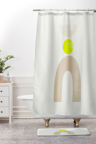 Bohomadic.Studio Balancing Shapes NO3 Neon Shower Curtain And Mat