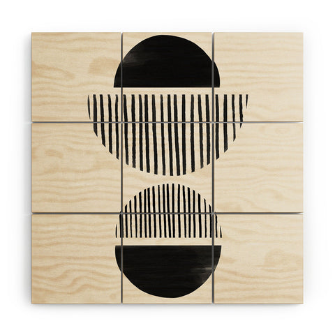 Bohomadic.Studio Balancing Stripes NO1 Black Wood Wall Mural