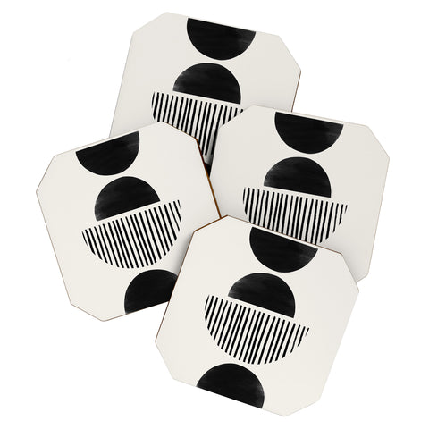 Bohomadic.Studio Balancing Stripes NO2 Black Coaster Set