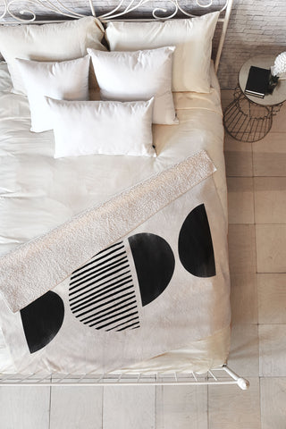 Bohomadic.Studio Balancing Stripes NO2 Black Fleece Throw Blanket
