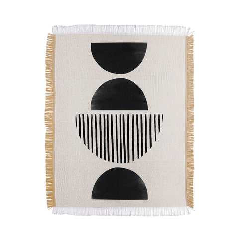 Bohomadic.Studio Balancing Stripes NO2 Black Throw Blanket