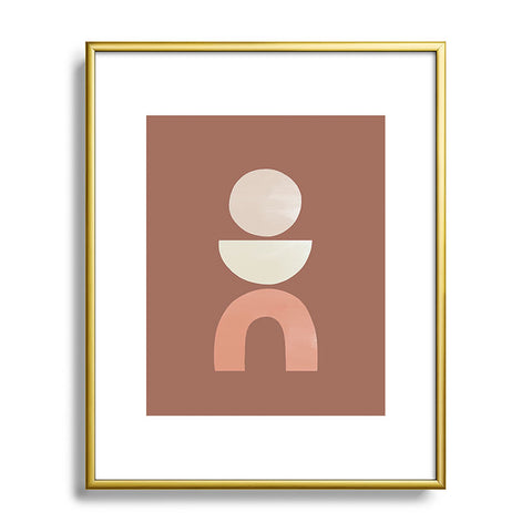 Bohomadic.Studio Boho Geometrics in Terra and Pink Metal Framed Art Print