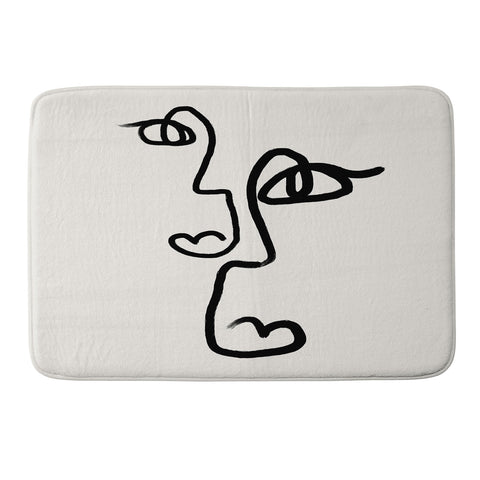 Bohomadic.Studio Double Line Faces Black Memory Foam Bath Mat