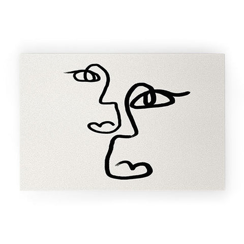 Bohomadic.Studio Double Line Faces Black Welcome Mat