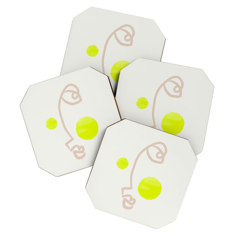 Bohomadic.Studio Faces Neon Blush Coaster Set