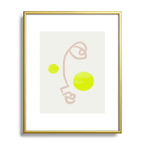 Bohomadic.Studio Faces Neon Blush Metal Framed Art Print