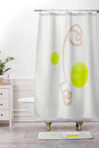 Bohomadic.Studio Faces Neon Blush Shower Curtain And Mat