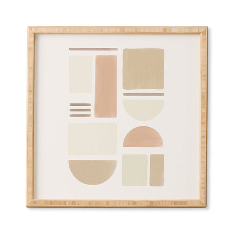 Bohomadic.Studio Geometric Shapes in Creme and Soft Pink Framed Wall Art