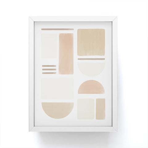 Bohomadic.Studio Geometric Shapes in Creme and Soft Pink Framed Mini Art Print