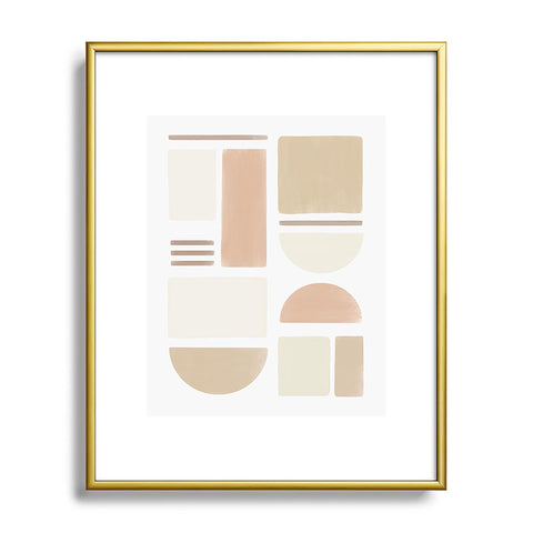 Bohomadic.Studio Geometric Shapes in Creme and Soft Pink Metal Framed Art Print